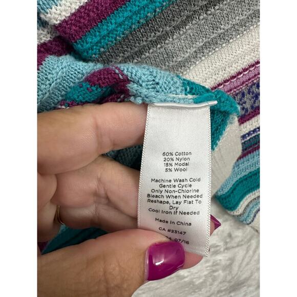 Talbots Stripe Sweater XL Multicolor Nordic Fair Isle - Picture 6 of 8